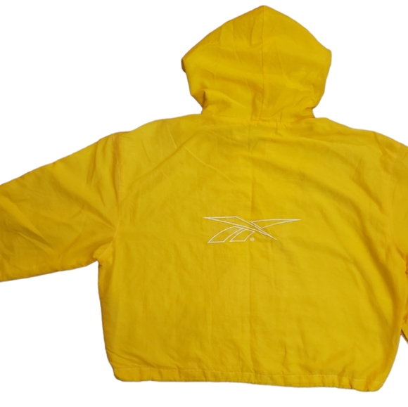 Vintage REEBOK Cropped Zip up Windbreaker Jacket Yellow - Picture 2 of 6